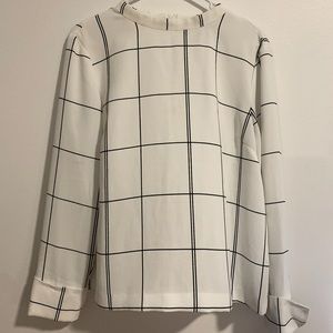 H&M plaid boxy top with structure sleeves